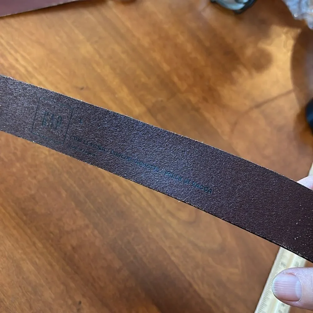 Gap Double O Ring Leather & Brass Belt - L